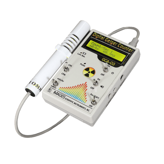 GCA-03W Geiger Counter Nuclear Radiation Detection Monitor with Digital Meter and External Wand Probe - NRC Certification Ready- 0.001 mR/hr Resolution - 350 mR/hr Range