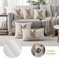 thumbnail image 6 of Easter Rabbit Pillow Covers 2 Pack Watercolor Spring Pink White Floral Wreath Bunny Linen Texture Pillowcase Waterproof Outdoor Throw Pillow Cover for Patio Balcony Rectangular Cushion 20”x12”, 6 of 9
