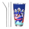 thumbnail image 1 of Taza térmica duradera de acero inoxidable 304 con tema del equipo de fútbol Bills con tapa y pajita Taza térmica de acero inoxidable de 20 oz Taza para automóvil Adecuada para bebidas frías y, 1 of 8