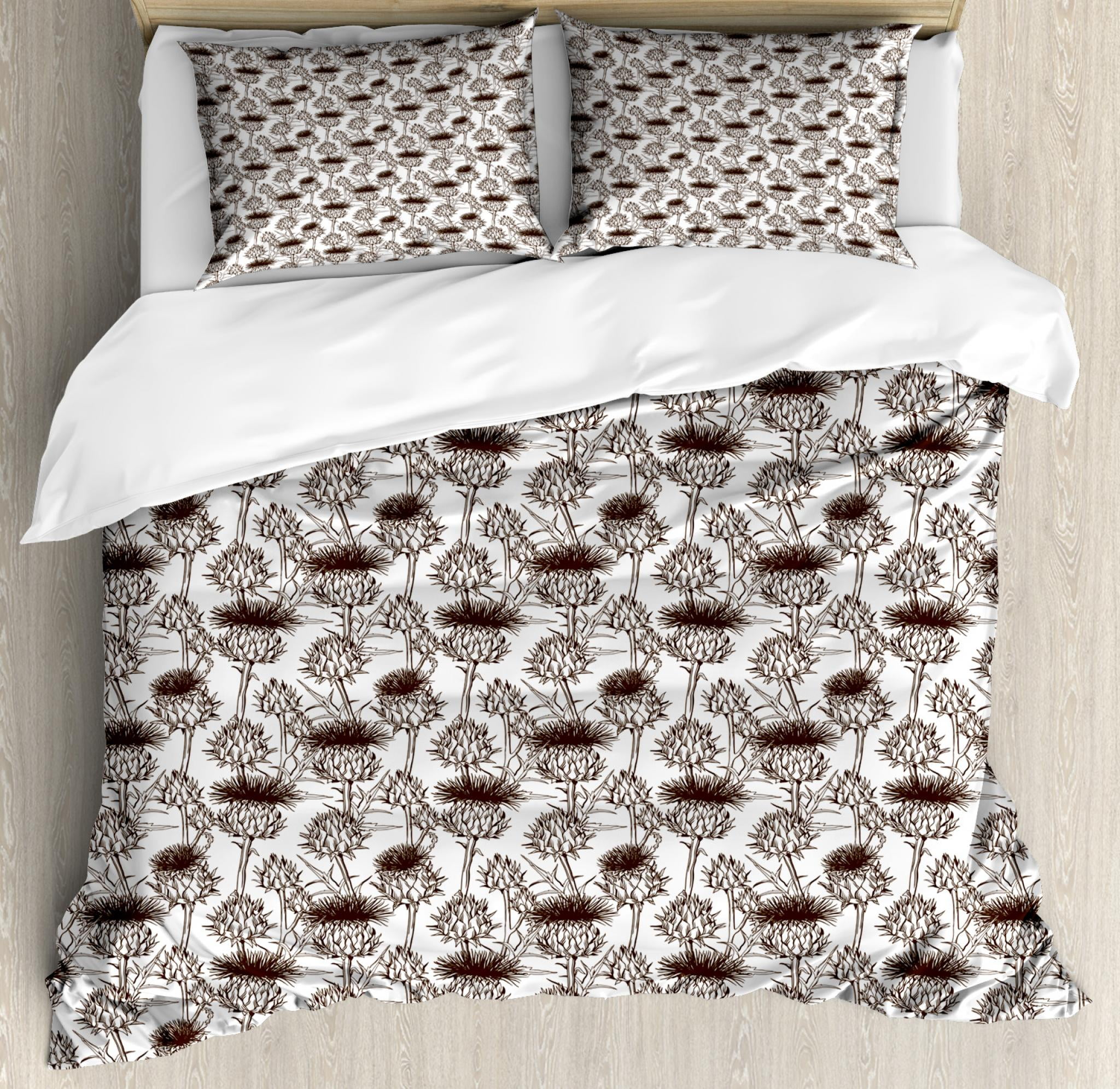 Thistle King Size Duvet Cover Set, National Symbol Scottish Thistle