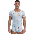 thumbnail image 3 of Mono Sexy de manga corta con botones en la entrepierna para hombre, pijama, mono con estampado de dibujos animados, ropa de dormir, traje de baño, 3 of 5