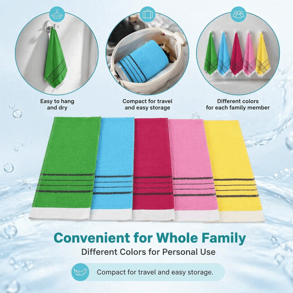 Artrylin 5-Pack Exfoliating Bath Gloves, Extra Coarse Loofah Mitts for Deep Cleansing, Korean Spa Style Scrubber for Back & feet, Heavy Duty Shower Essential, Multicolor