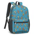 thumbnail image 2 of Robot and Dots Blue Pattern 17" Waterproof Oxford School Backpacks for Teens, S-Shape Padded Straps, for School, Travel, Hiking, Camping, 2 of 5