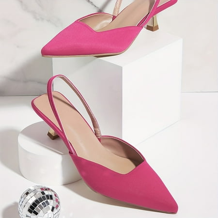 

Elegant Solid Color Kitten Heels with Ankle Strap - Chic & Versatile Pointed Toe for All-Day Comfort
