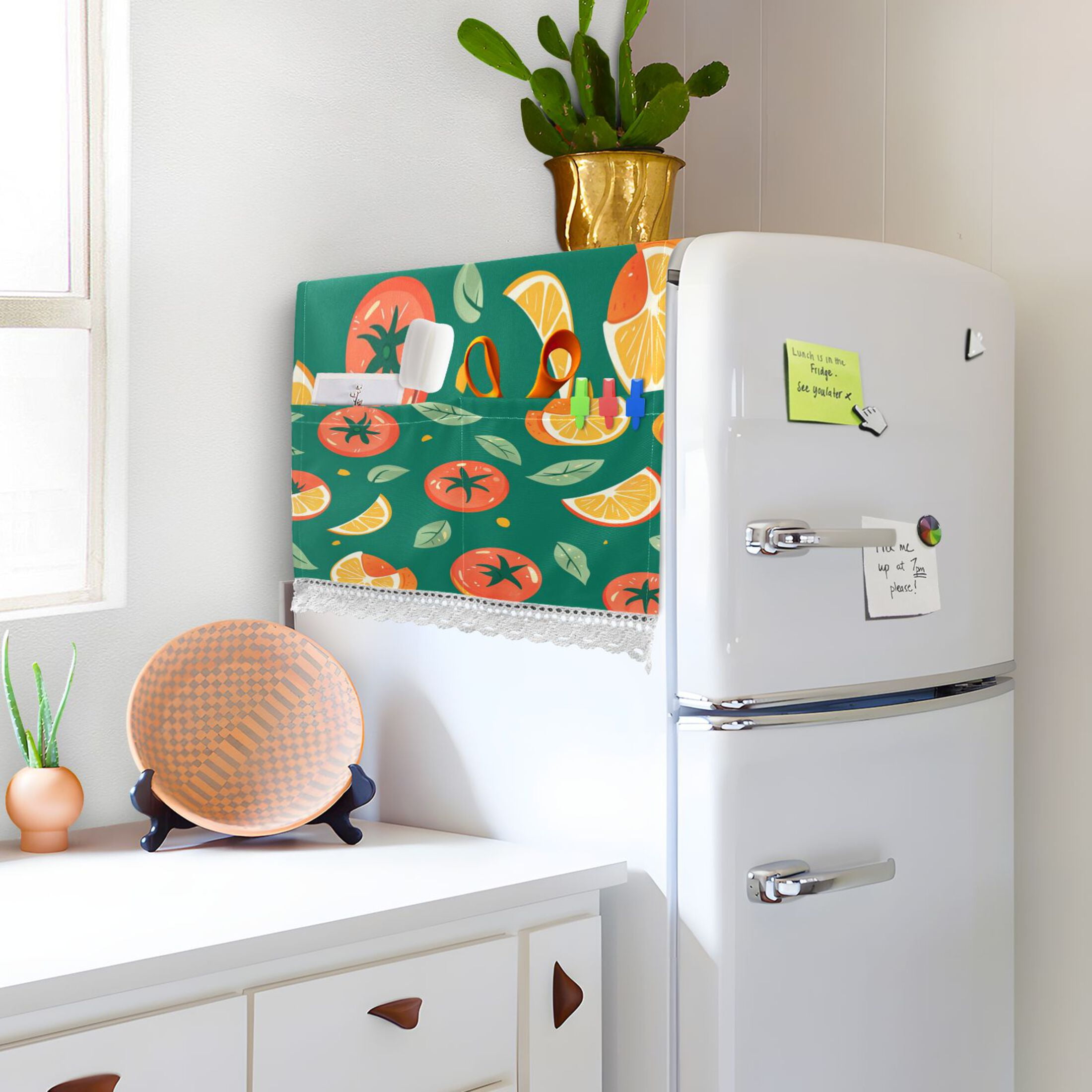WOBOGO Tomato Orange Pattern Washing Machine Cloth Dryer Refrigerator Top Cover Protective Non-Slip Mat For Kitchen Laundry