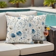 thumbnail image 6 of 2 Pack Outdoor Waterproof Throw Pillow Covers,Blue Flower Pastoral Wildflower Decorative Square Patio Pillowcases for Chair Couch Sofa 16x16in, 6 of 9