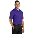 thumbnail image 4 of Sport-Tek ST695 Mens PosiCharge Active Textured Colorblock Polo T-Shirt, Purple & Grey - Medium, 4 of 6