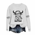thumbnail image 3 of Women Cow Sweatshirt Funny Cute Graphic Long Sleeve Fleece Pullover Top Western Cowgirl Casual Shirts Fall Outfits, 3 of 4