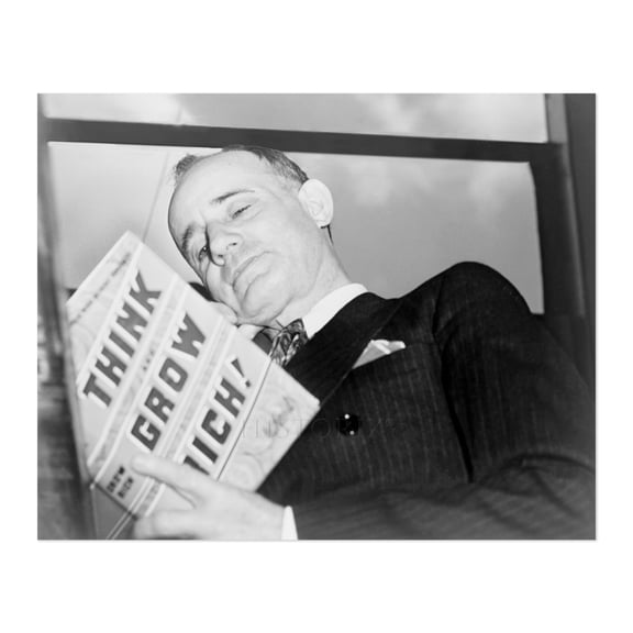 HISTORIX Vintage 1937 Napoleon Hill Photo Print - Vintage Photo of Napoleon Hill Holding His Book Think and Grow Rich Wall Art Poster
