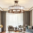 thumbnail image 4 of 6-Lights Vintage Round Farmhouse Crystal Chandelier Hanging Pendant Lamp Fixture, 4 of 10