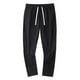 thumbnail image 2 of Pantalones deportivos elásticos holgados de seda helada para hombre - Poliéster, pierna recta, cordón, jogging informal, 2 of 8