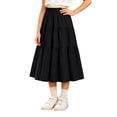 thumbnail image 3 of Girls Tiered Ruffle Midi Skirt,Elastic Waist Solid Flowy A-Line Skirt,Kids Casual Uniform Skirts for Girls Back to School Party, 3 of 6