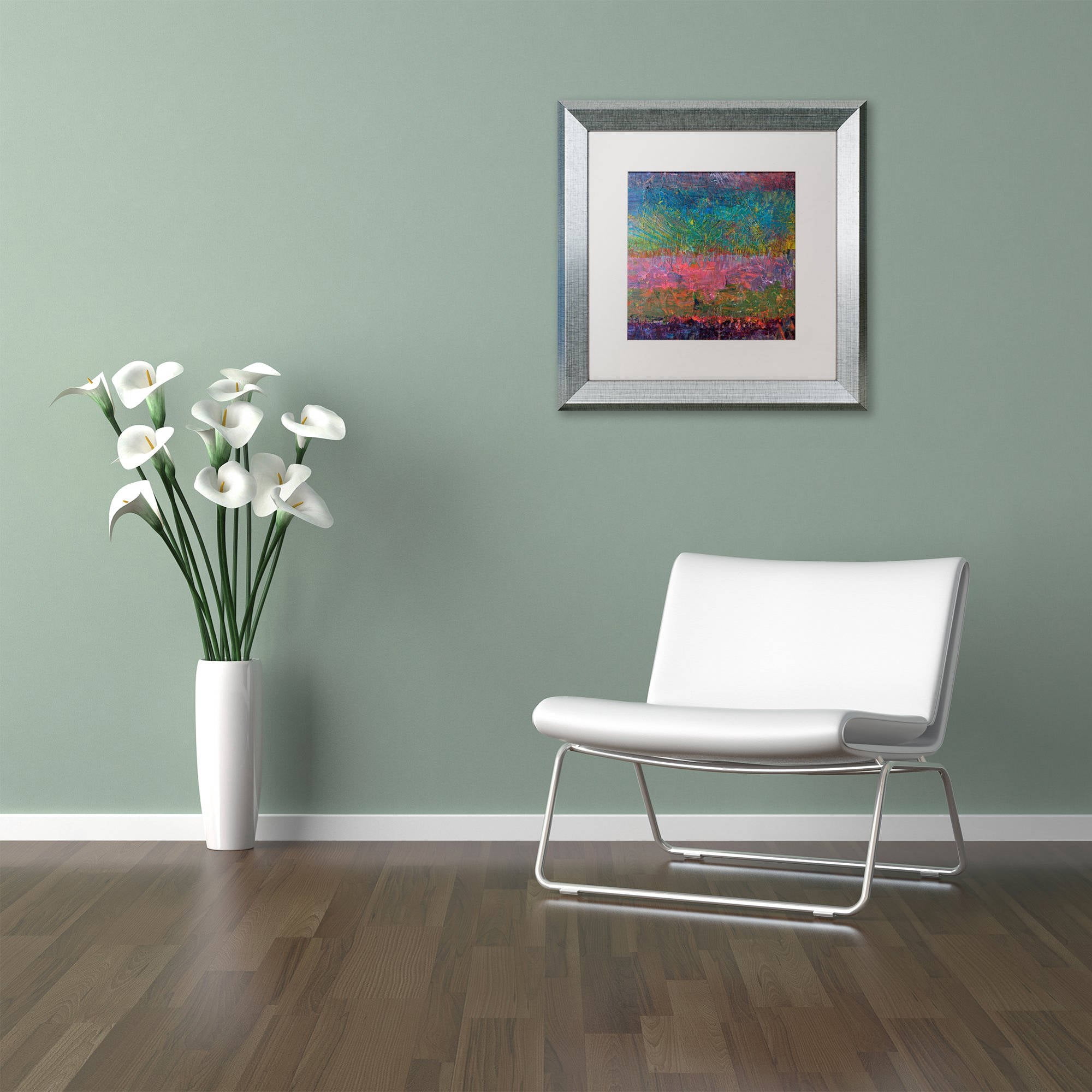 Trademark Fine Art "Wildflowers" Canvas Art by Michelle Calkins, White Matte, Silver Frame