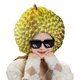thumbnail image 1 of Capucha fotográfica con forma de fruta colorida y brillante, suave felpa, para la cabeza, con apertura para la cara, accesorio para fiesta de disfraces de celebridades de Internet, 1 of 8