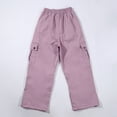thumbnail image 5 of oqasdz Cargo Pants for Girls Vintage Fashion with Pockets Solid Color Casual Streetwear Sports Cargo Trousers Size 4 Y-5 Y, 5 of 7