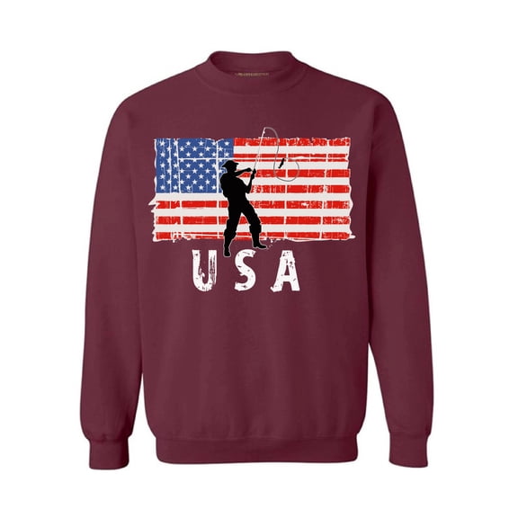 Awkward Styles Fishing USA Crewneck Made in the USA Fishing Sweatshirt for Men Love USA Fishing Sweatshirt for Women 4th of July Party Patriotic Men Women Sweater Patriotic Gifts Retro USA Crewneck