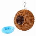 thumbnail image 3 of Nido colgante de ratán sintético para pájaros con cojín, hamaca de regalo, loro tejido a mano Un solo agujero azul, 3 of 9