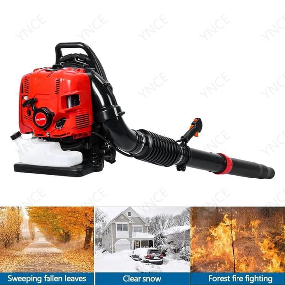 YNCE 75.6CC Backpack Leaf Blower Gas Powered, Fuel Tank, Delivers 900 CFM & 210 MPH , Perfect for Garden Maintenance, Clearing Leaves & Snow (Red)