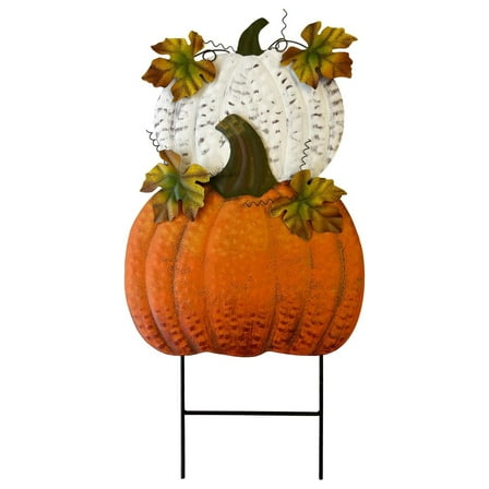Metal Pumpkin Yard Stakes Fall Harvest Garden Lawn Yard Porch Outdoors Welcome Decorations, Autumn Thanksgiving Decorative Pumpkins Outdoor Décor 23.5"H