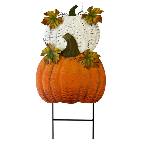Metal Pumpkin Yard Stakes Fall Harvest Garden Lawn Yard Porch Outdoors Welcome Decorations, Autumn Thanksgiving Decorative Pumpkins Outdoor Décor 23.5"H