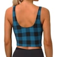 thumbnail image 3 of Vsdgher Blue Black Plaid Print Women Sleeveless Athletic Tank Top Built-in Bra Camisole Sports Vest for Yoga Running Fitness Exercise with Removable Pads, 3 of 8