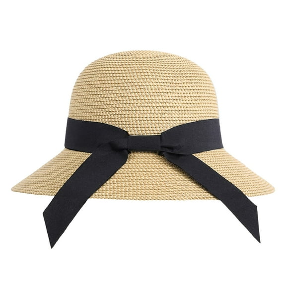 Women's Sun Hats - Large Wide Brim Packable Straw Hat, Adjustable Chin String, for Summer Vacation