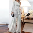 thumbnail image 3 of Joernso 2Pcs/Set Women Outfit Bandage Bowknot High Waist Wide Leg One Shoulder Top Patchwork Shiny Pants Set Streetwear, 3 of 8