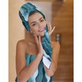 thumbnail image 7 of Abstract Turquoise Moire Towel Set of 3, Soft Microfiber Bath Towels, Hand Towel, Washcloths, Gradient Coastal Ocean Geometric Quick-Dry Absorbent Towels for Bathroom Kitchen Hotel Beach Gym Spa, 7 of 7