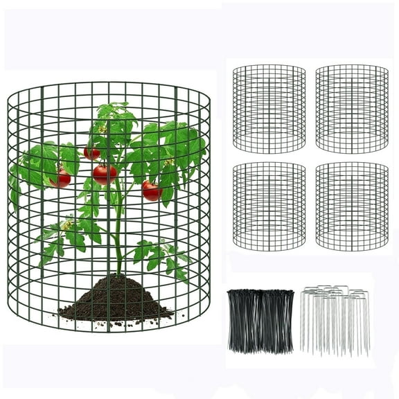 15 PCS 12" x 12" Wire Plant Protectors Wire Plant Cages Metal Mesh Plant Cage Chicken Wire Cloche with Ground Stakes and Nylon Ties Protect Plants,Garden,Shrubs and Vegetables from Animals