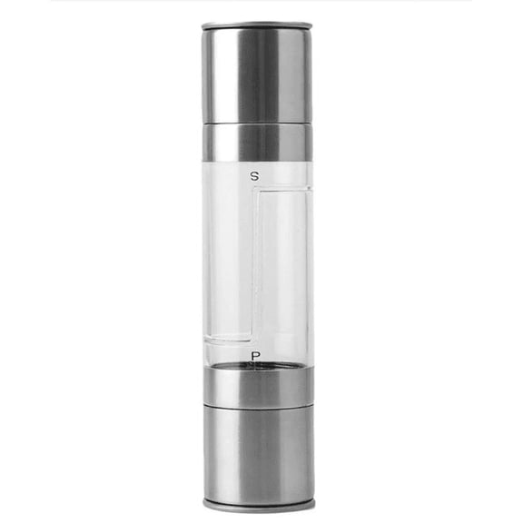 Stainless Steel 2 in 1 Salt Pepper Grinder Dual Hand Spice Mill Kitchen Gadget Tool Store-Light Grey