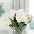 thumbnail image 5 of Pure Garden Tulip Floral Arrangement - Artificial Flowers with Leaves in Glass Vase - Cream, 5 of 5