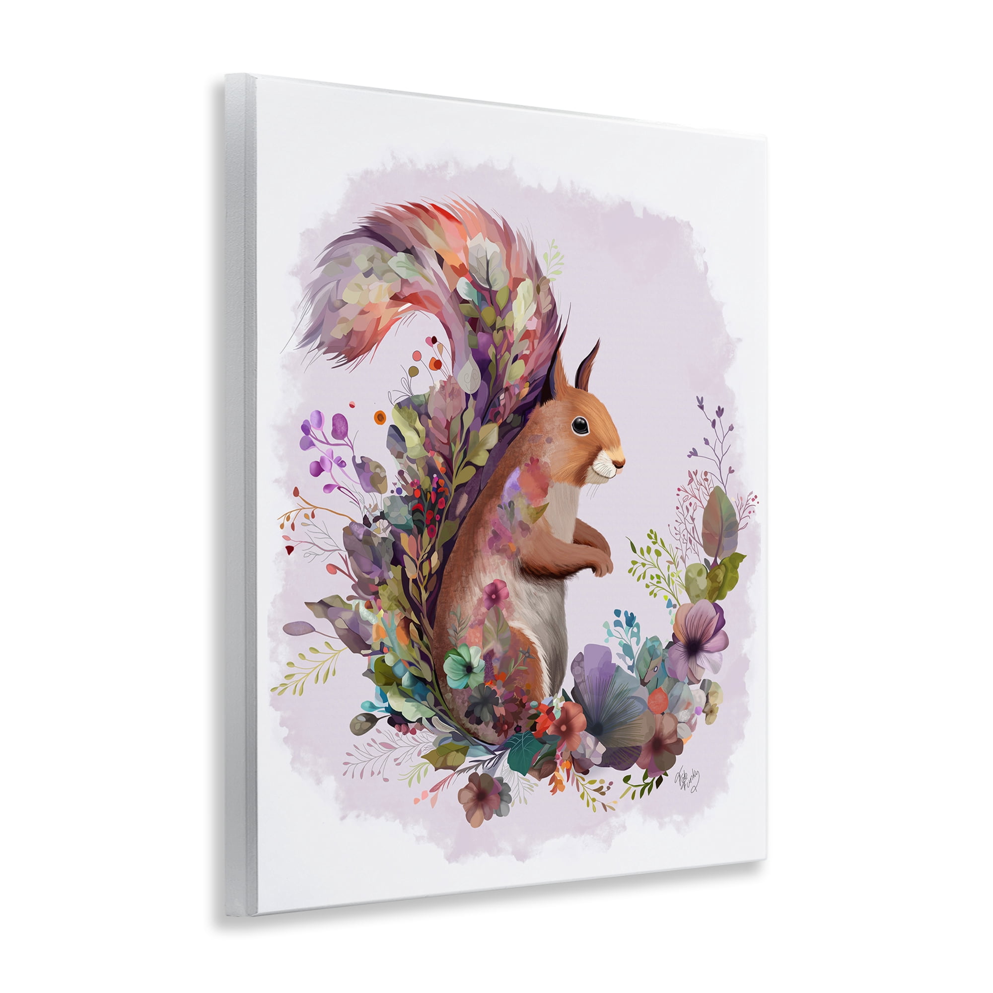 Stupell Industries Squirrel & Floral Garland Animals & Insects Painting Unframed Art Print Wall Art, 11 x 14