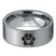 thumbnail image 2 of Tungsten Animal Paw Print Heart Band Ring 8mm Men Women Comfort Fit Gray Flat Cut Brushed Polished, 2 of 4