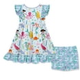 thumbnail image 3 of Millie Loves Lily Girls Blue Mermaid Print Dress and Shorts Set,(Size 3T-12)2PCS, 3 of 4