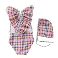 thumbnail image 4 of Hrsba Plaid Baby Swimsuit Girl 1 Piece Swimwear with Swim Cap Summer Swimwear, 4 of 4