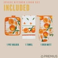 thumbnail image 4 of PREMIUS 3 Piece Printed Kitchen Linen Set, Orange, 1 Cotton Towel, 1 Pot Holder, 1 Oven Mitt, 4 of 4