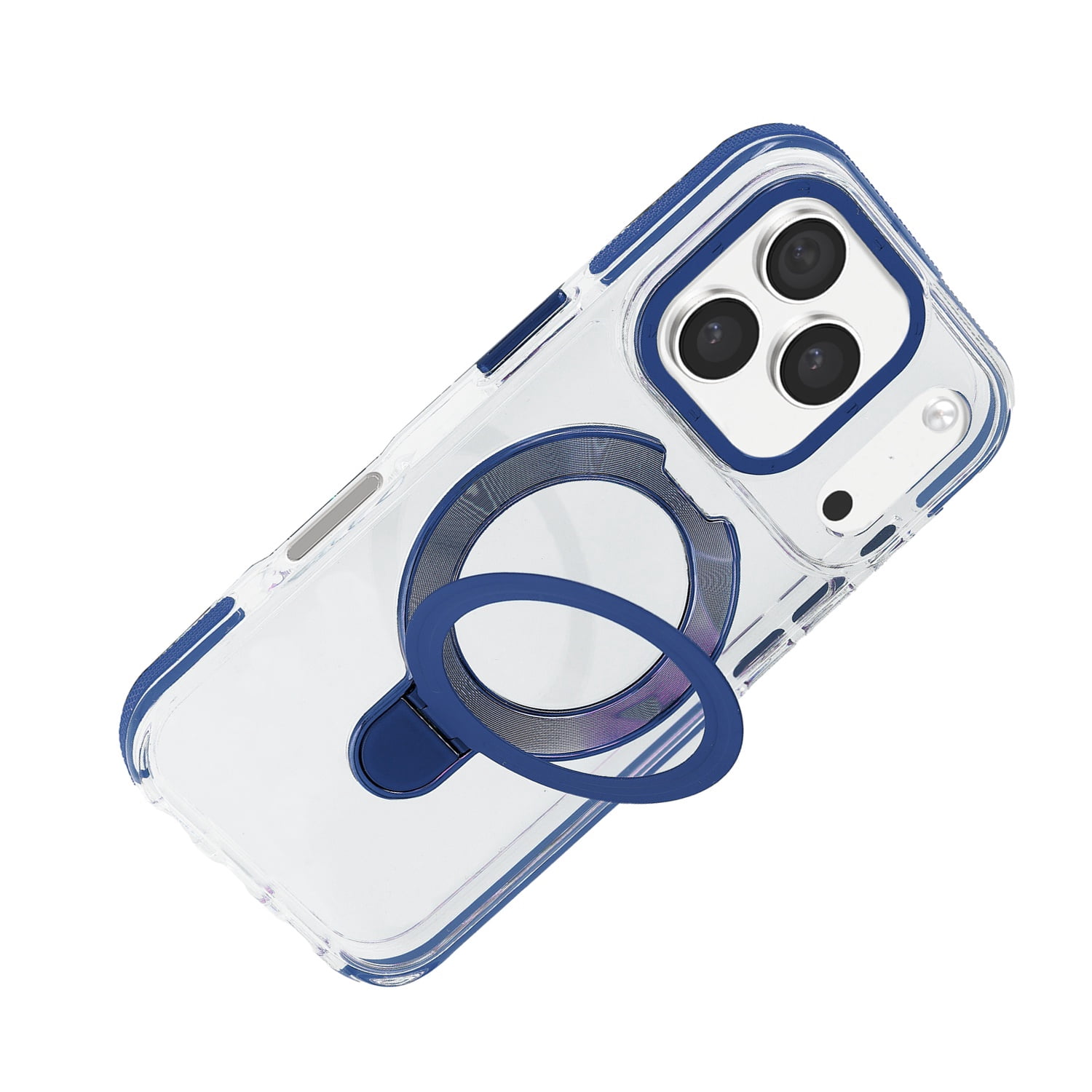 Clear Protective Case with Wireless Charging and Kickstand for iPhone 17 Pro Max - Blue