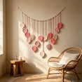 thumbnail image 5 of Ranliy Macrame Wall Hanging,Leaves Woven Tapestry, Feather Handmade Tassels Boho Wall Decor,Leaves Art Decorations for Nursery Bedroom Living Room Apartment Home Backdrop, Pink, 5 of 6