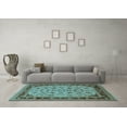 thumbnail image 3 of Ahgly Company Indoor Square Oriental Light Blue Traditional Area Rugs, 4' Square, 3 of 4