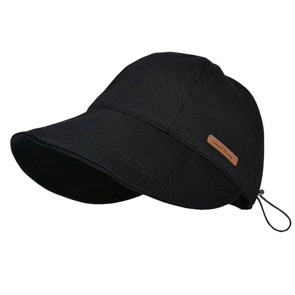 AWZXDE Women's Ponytail Sun Hat Daily Casual Solid Color Outdoor Sun Protection Sports Adjustable Brim Visor Cap Womens Hat Black,One Size