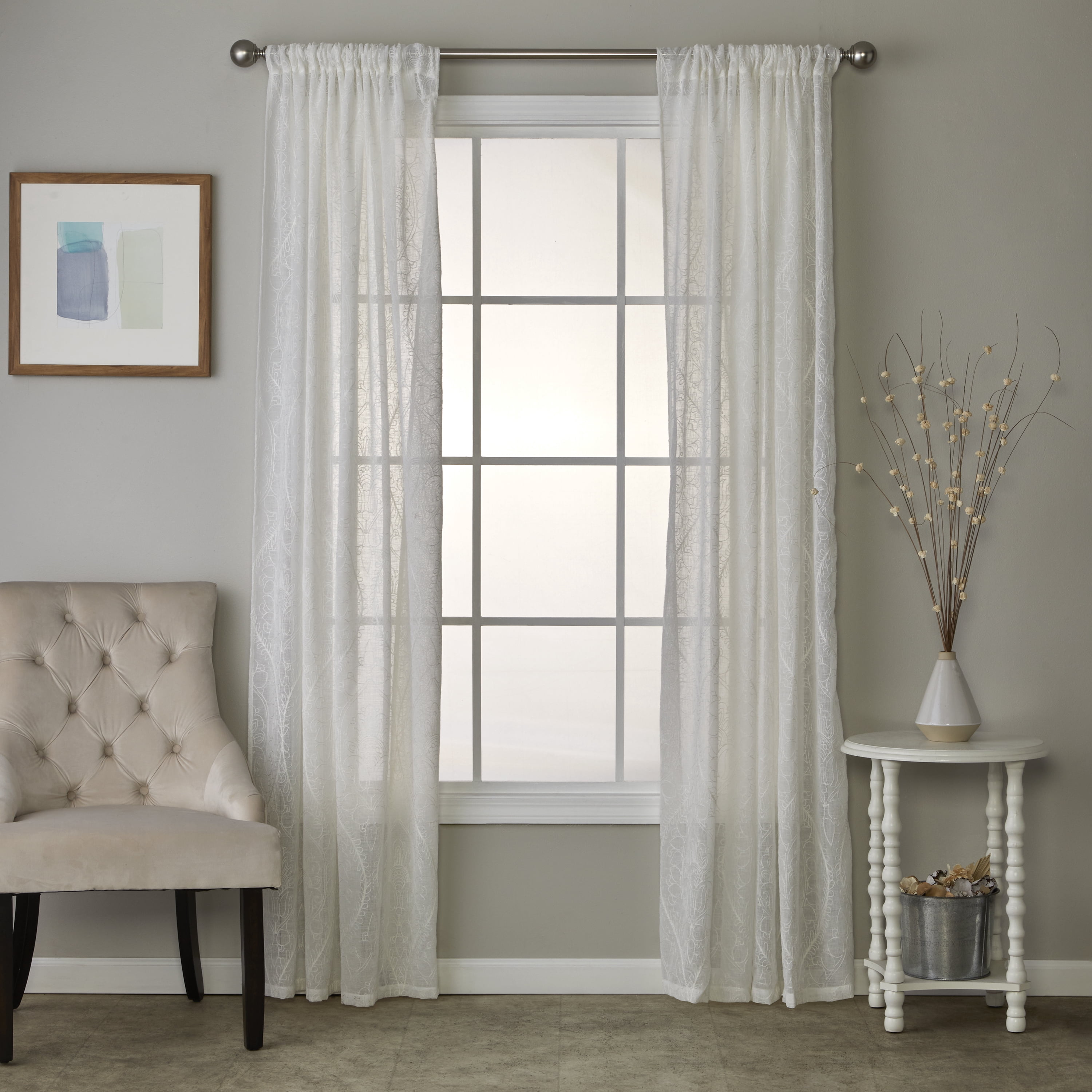 SKL Home Isabella Lace Curtain Panel, White, 52x84