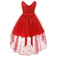 thumbnail image 2 of Little Girls Floral Lace High Low Rhinestones Special Occasion Flower Girl Dress Blush 4  (M3B6K0S), 2 of 4