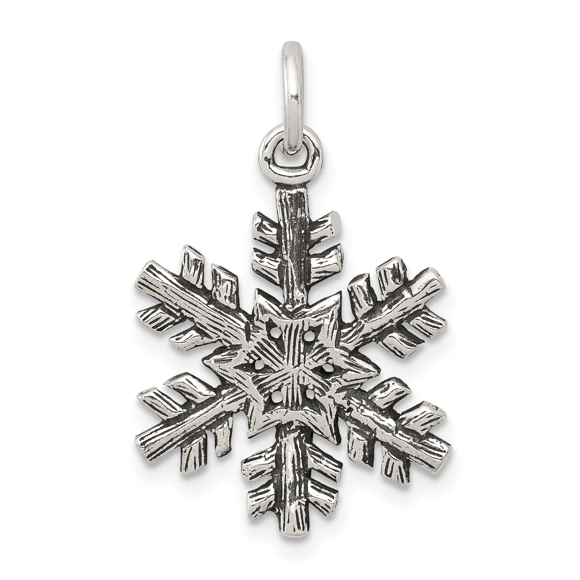925 Sterling Silver Snow Flake Charm Necklace Pendant Winter Fine