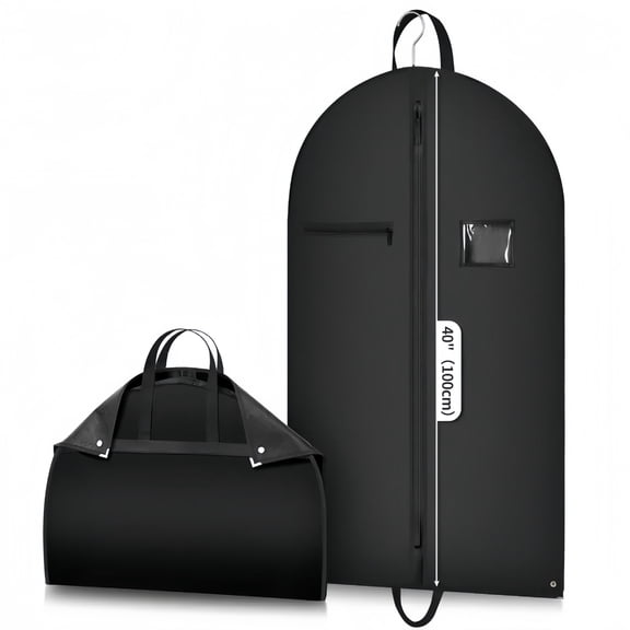 40-inch Suit Bag Garment Bag for Travel and Storage, Garment Bags for Hanging Clothes with Zipper and Visible Transparent Window, Black