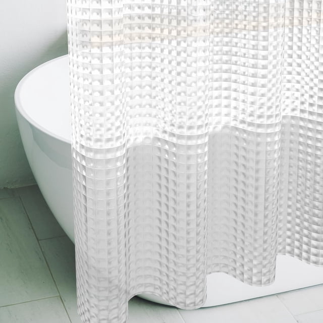 Forro de cortina de ducha de plástico transparente 3D, 72 x 72 pulgadas, cortina interior de ducha de baño de plástico liviano y delgado con forma de cubo de hielo.