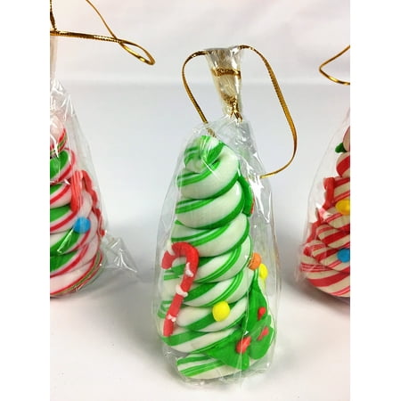 Candy Cane Tree Edible Ornament Decorated with Christmas Tree Gingerbread Man Assorted