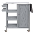 thumbnail image 6 of Foldable Outdoor Kitchen Island with Lockable Wheels, Portable Patio Prep Station, Stainless Steel Top and Storage Cabinet, Grey, 6 of 17