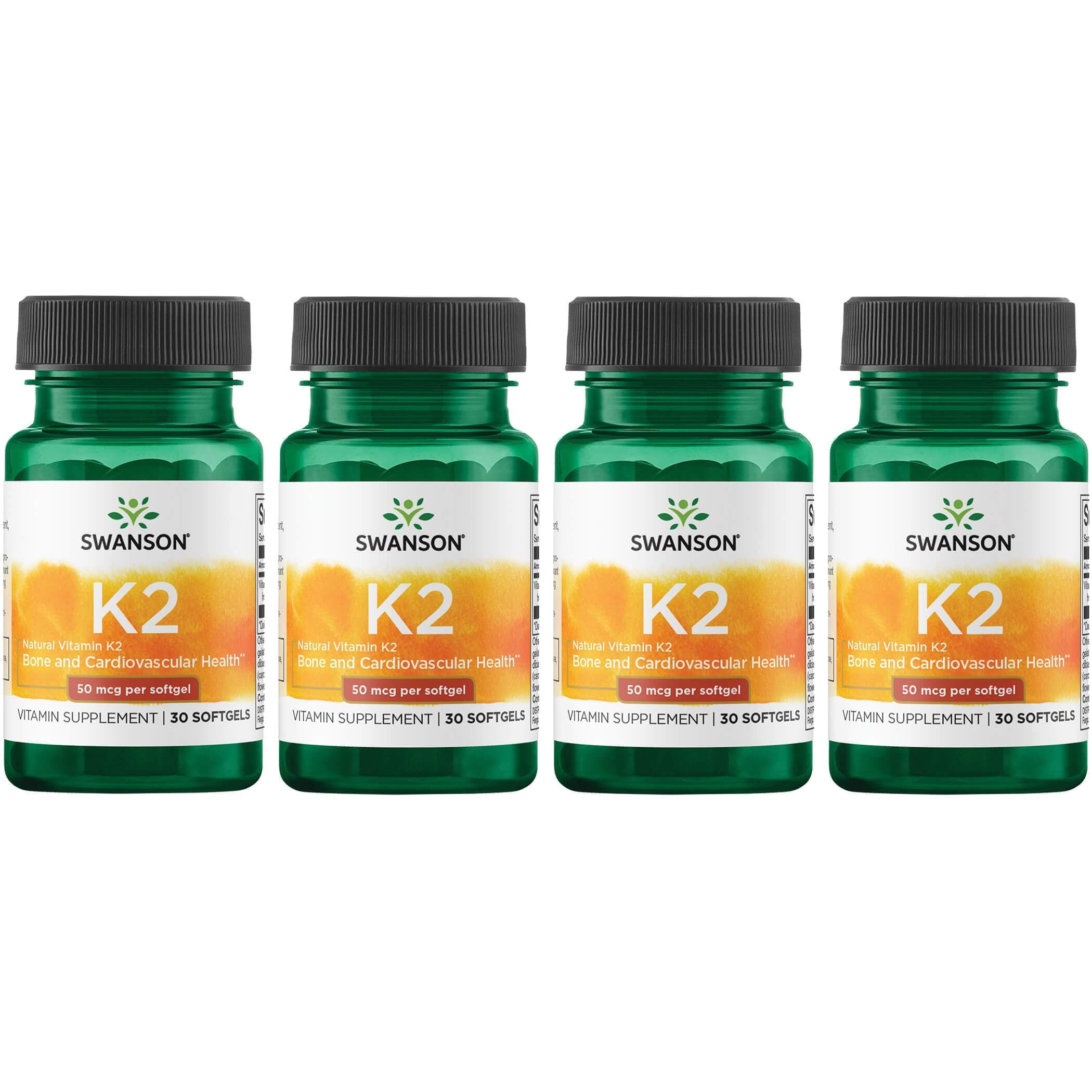 Swanson Vitamin K2 Natural 50 mcg 30 Sgels 4 Pack
