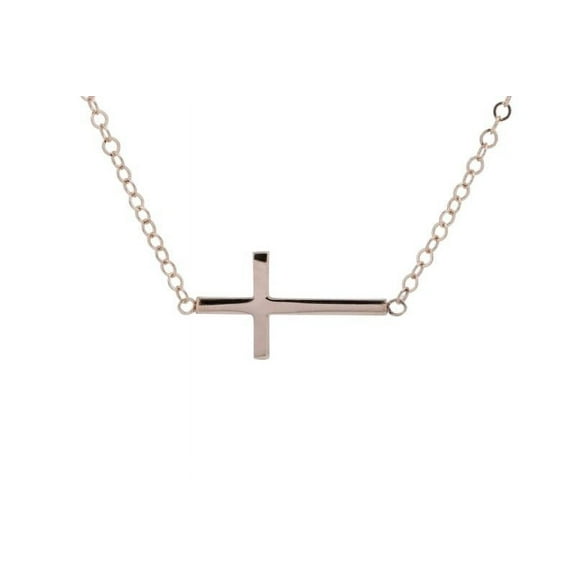 Sideways Cross Pendant and Necklace in 14k Yellow Gold