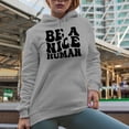 thumbnail image 2 of Be a Nice Human Quote, Groovy Retro Wavy Text Merch Gift, Heather Grey Hooded Sweatshirt or Hoodie, Large, 2 of 5